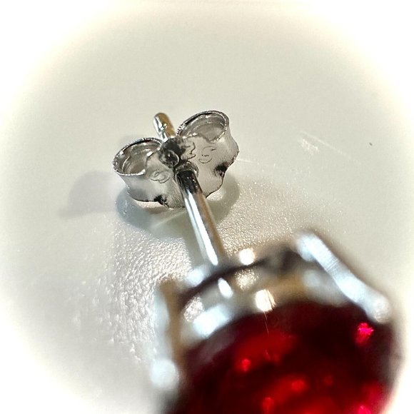 Red Ruby 925 Sterling Silver Stud Earrings for Women 6MM lab-created Ruby Studs - Picture 5 of 10